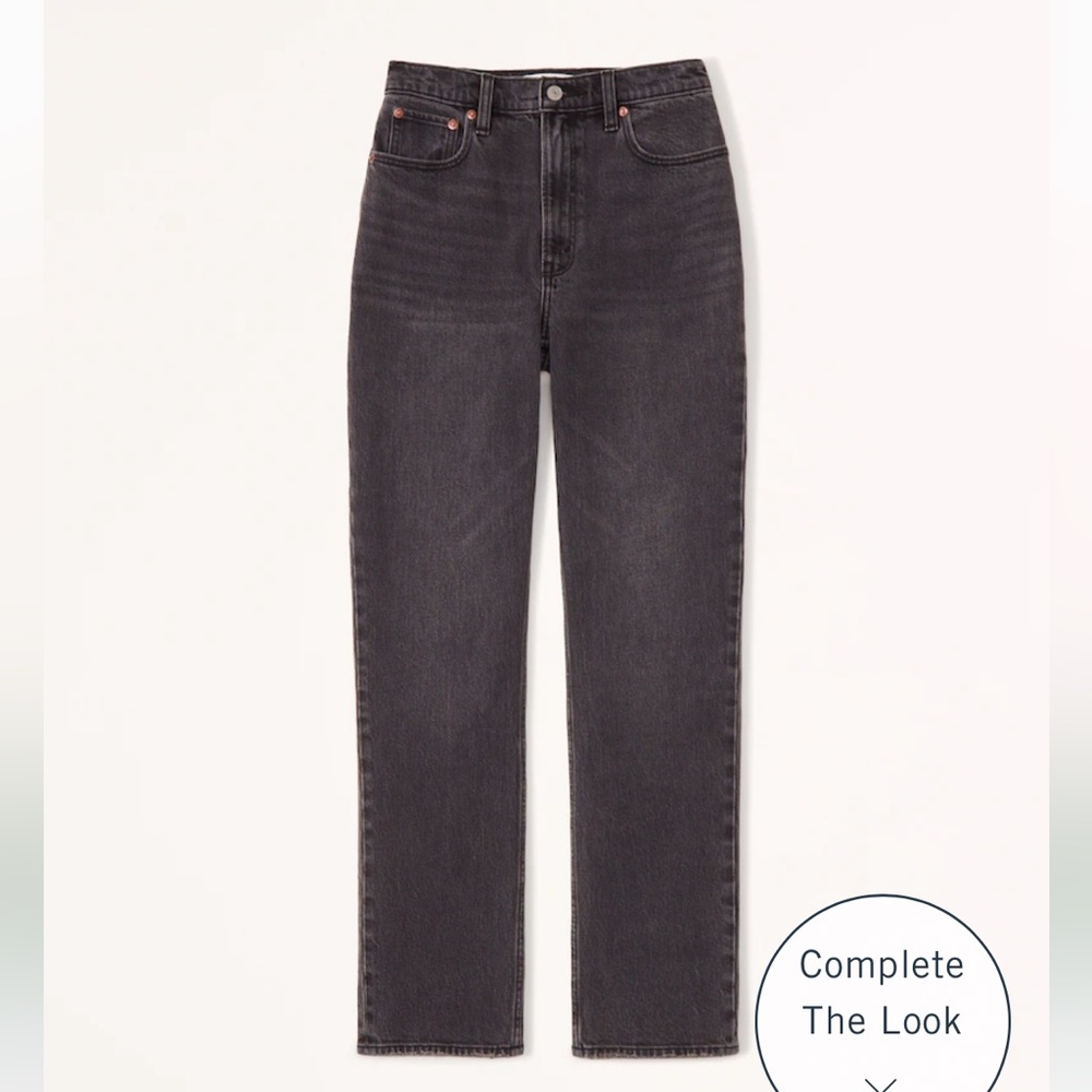 Abercrombie Ultra High Rise 90s Straight Jean, BLACK